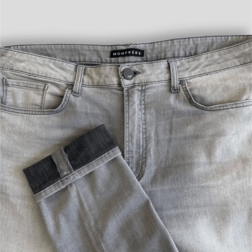Monfrere Jeans GREYSON Mens 40 Ash Grey Japanese Denim Skinny Fit Pants USA made
